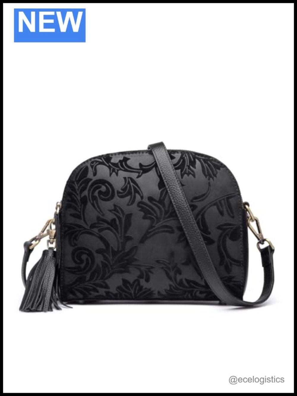 Genuine Leather Crossbody Bag for Women Shoulder Purse Handbag Tassel Accent